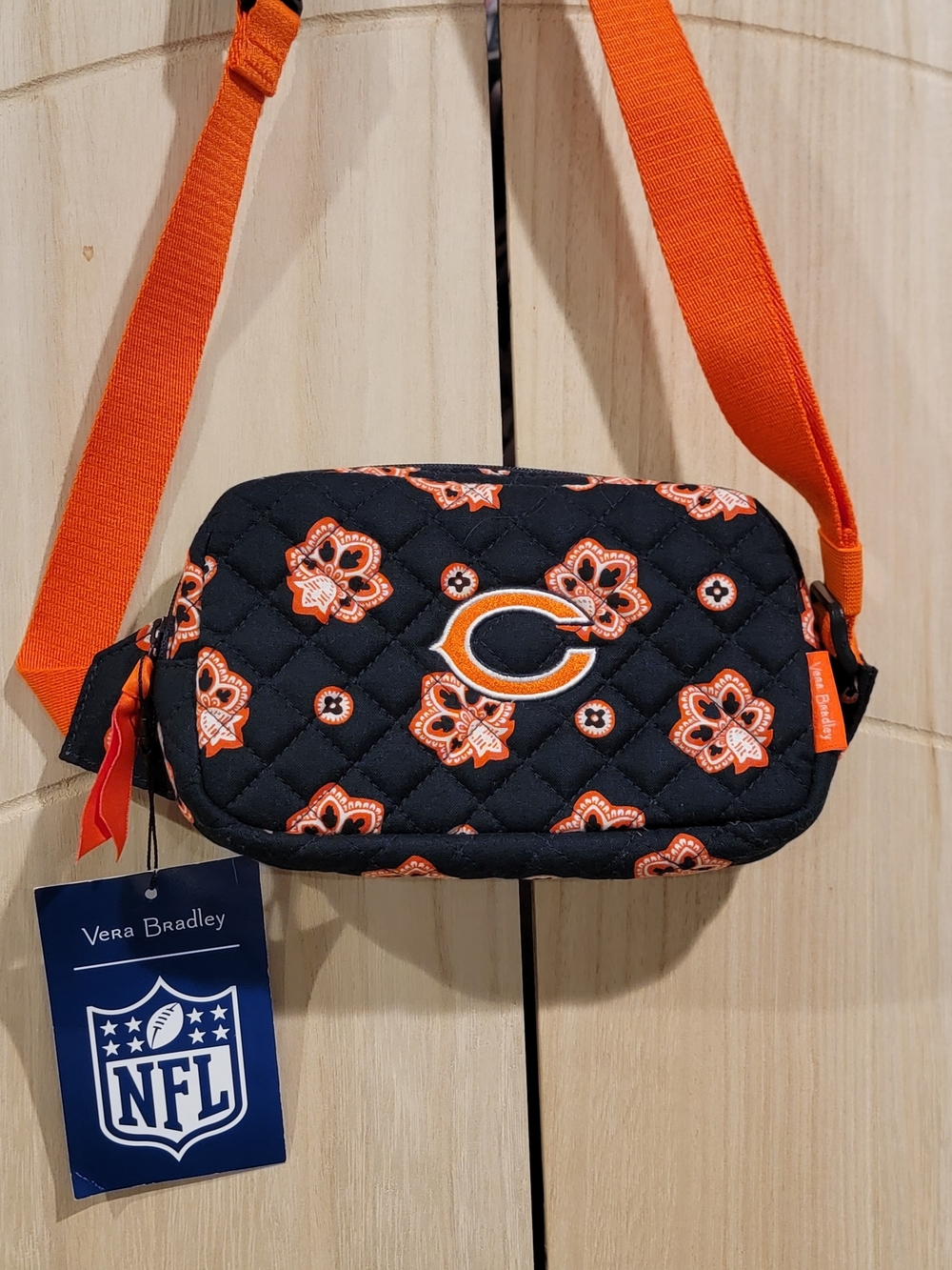 Vera Bradley Quilted Crossbody with Orange Floral Accents